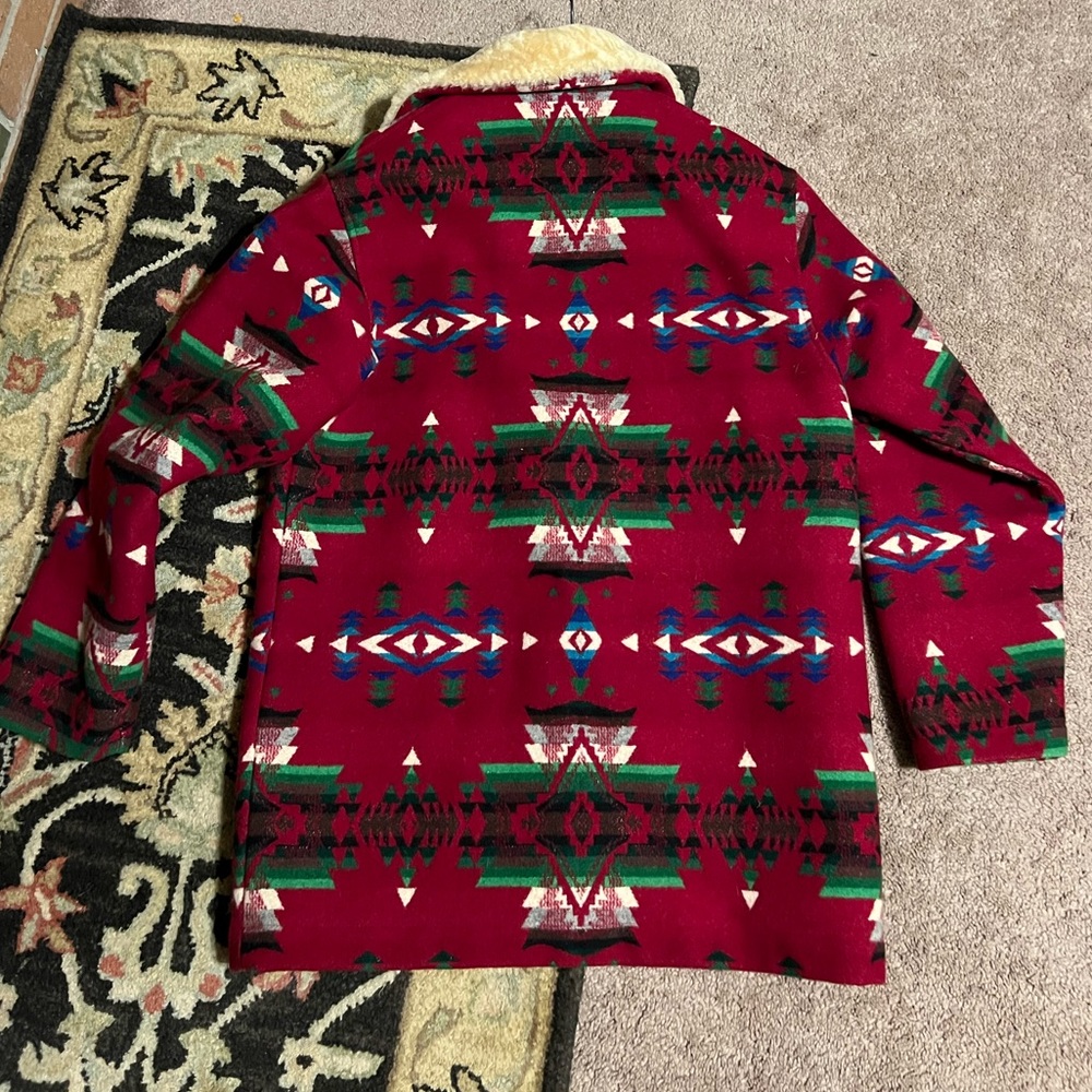 SOLD!!! M Pendleton Wool Shearling Indian Blanket Coat - Picture 5 of 14